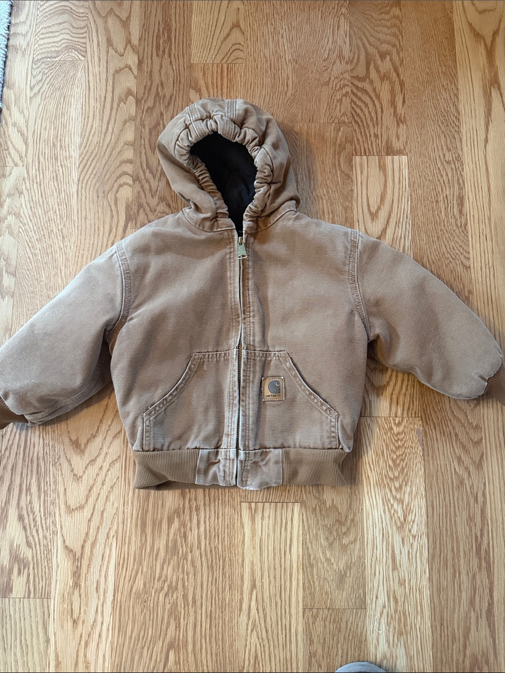 Carhartt Tan Kids Hooded Zip-Front Work Jacket